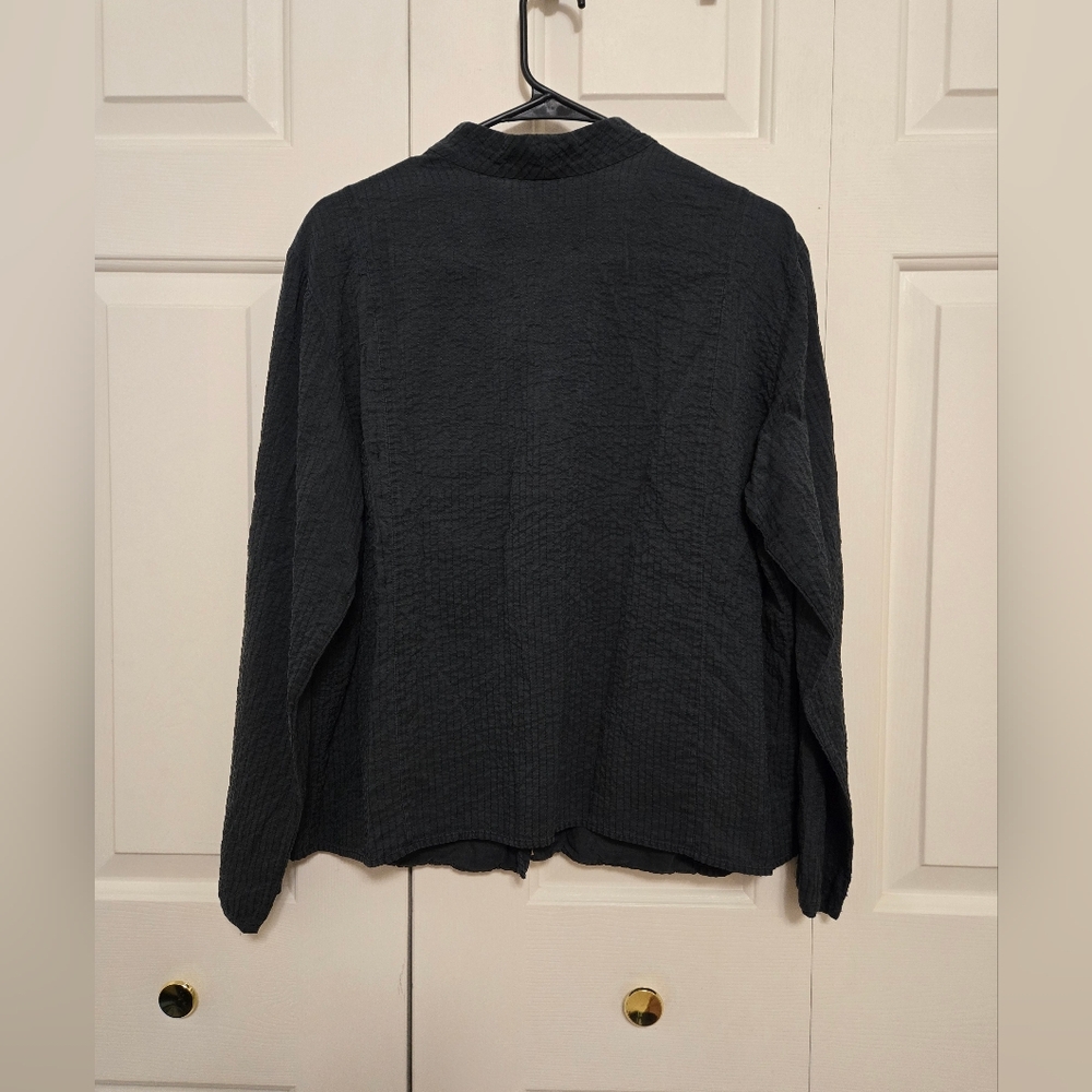 Linden Hill 100% Silk Front Button Textured Jacket In Black Size Medium - Picture 6 of 8